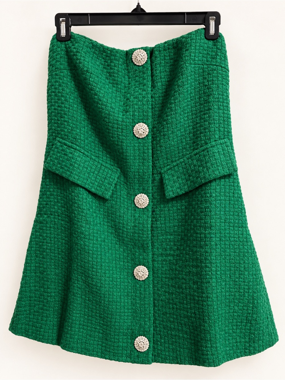 White Birch Black Label Green Strapless Tweed Mini Dress Size Large